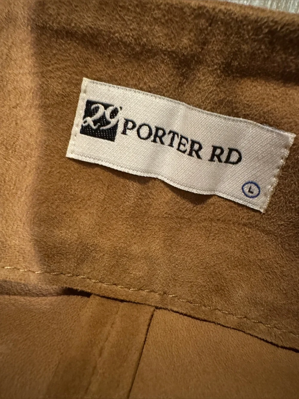 Porter Rd Genuine Goat Leather Suede Wrap Midi Skirt Brown L